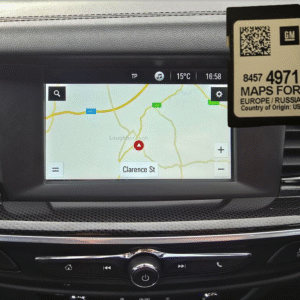 Vauxhall Insignia navigation system screen displaying map and route information.