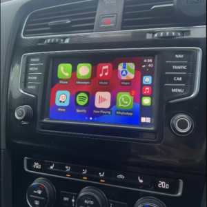 Volkswagen infotainment screen displaying active smartphone interface after a successful VW MIB2 Wired Apple CarPlay Android Auto activation.