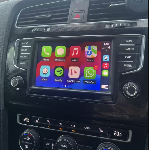 VW MIB2 Wired Apple CarPlay Android Auto Activation SD Card 1 Volkswagen infotainment screen displaying active smartphone interface after a successful VW MIB2 Wired Apple CarPlay Android Auto activation.