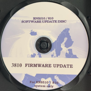SWL CD disc containing RNS510 3810 firmware update software for VW and Skoda navigation units